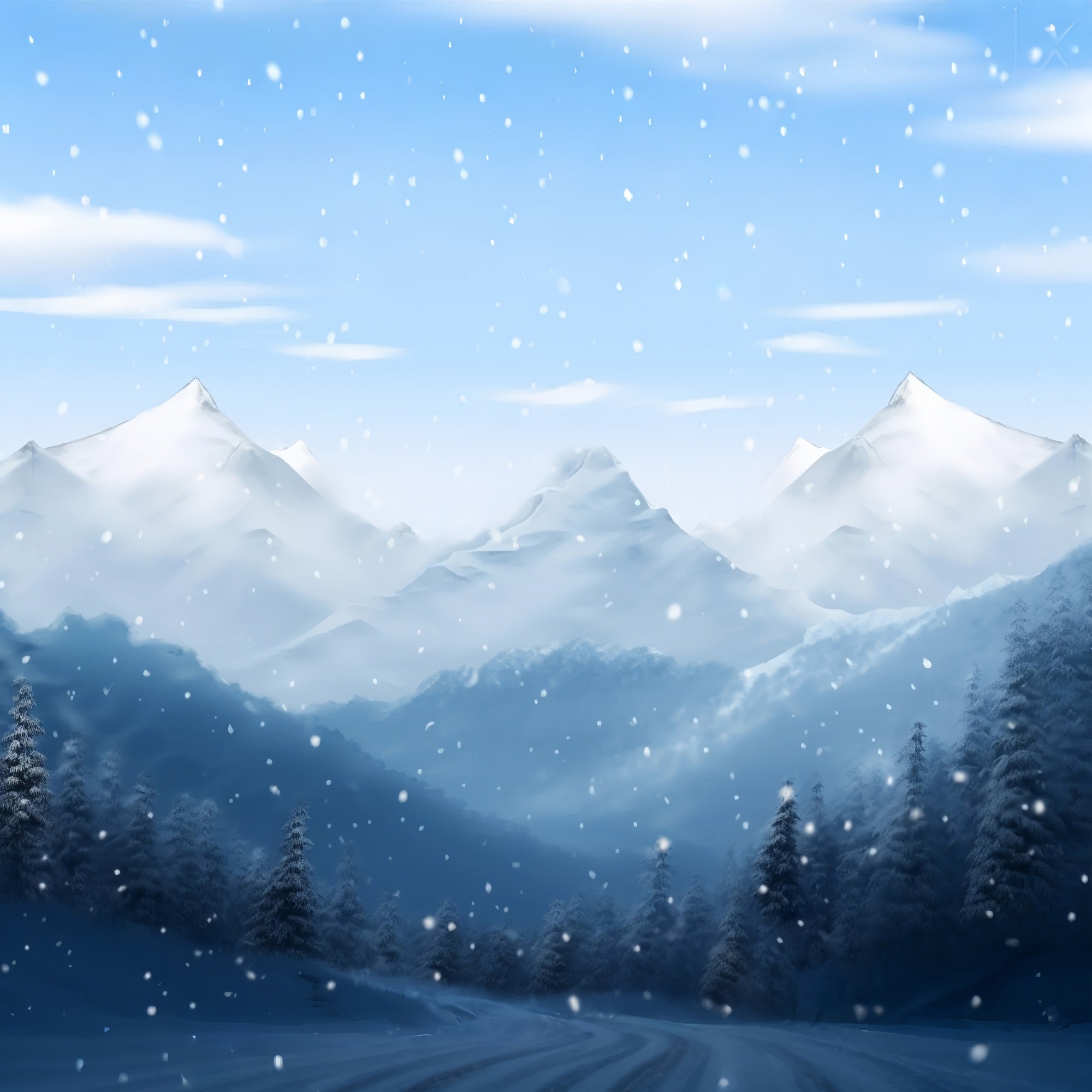 Winter Wonderland Backdrops Snow-Covered Mountains Backdrop BRP11-259