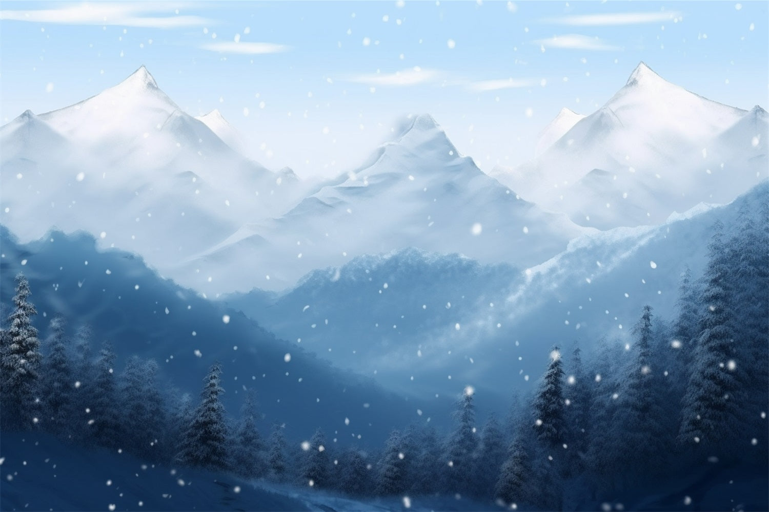 Winter Wonderland Backdrops Snow-Covered Mountains Backdrop BRP11-259