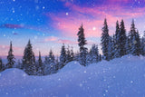 Winter Snow Backdrop Beautiful Sky Frosted Evergreens Backdrop BRP11-25