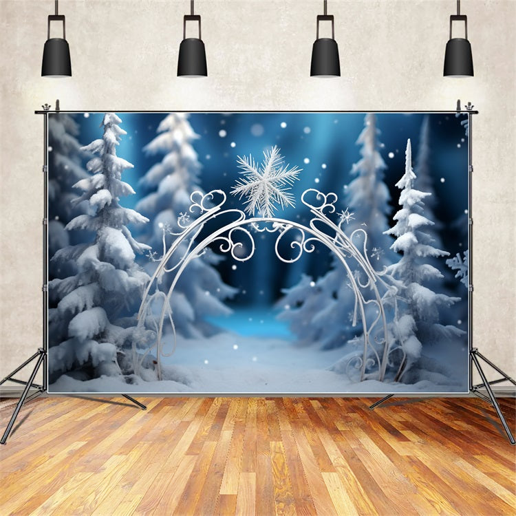 Winter Forest Backdrops Sparkling Snowflake Arch Backdrop BRP11-261