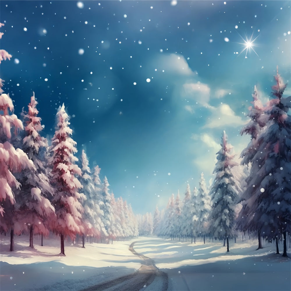 Winter Forest Backdrops Pink White Snowy Backdrop BRP11-264