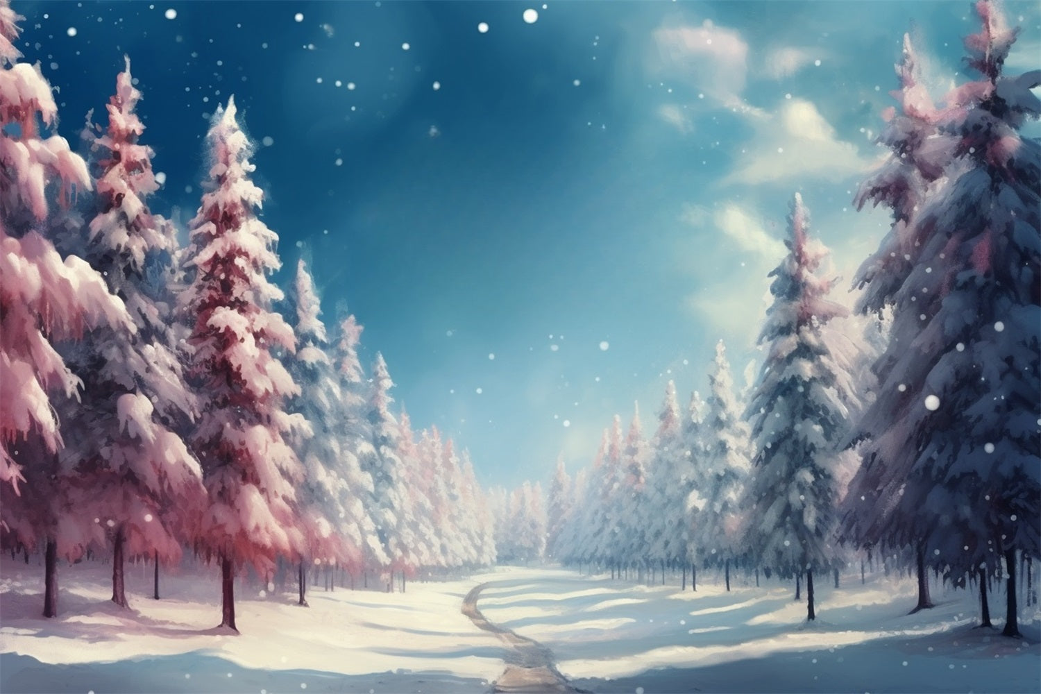 Winter Forest Backdrops Pink White Snowy Backdrop BRP11-264