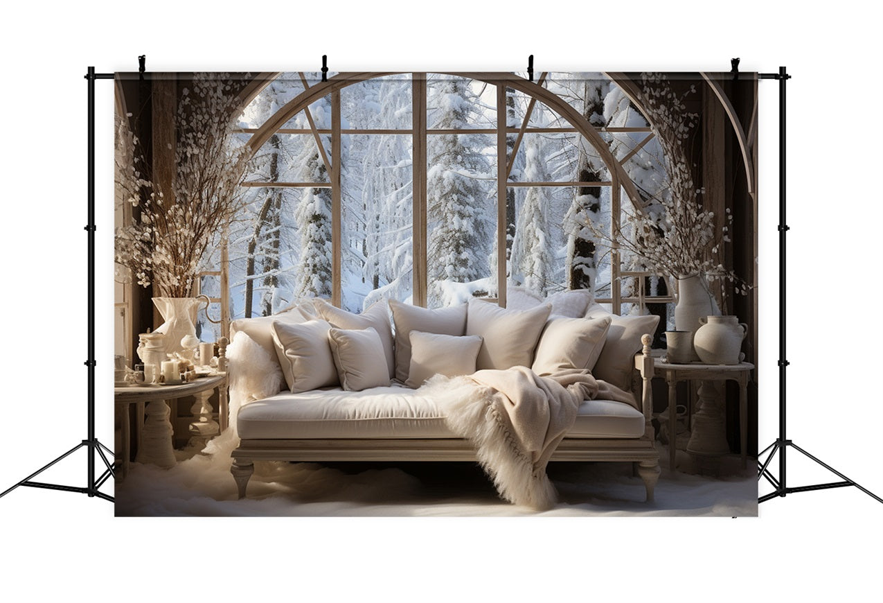 Winter Photography Backdrops Nordic Style Arched Window Backdrop BRP11-269