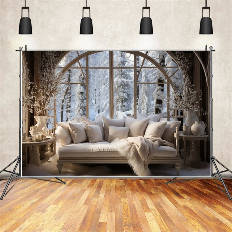 Winter Photography Backdrops Nordic Style Arched Window Backdrop BRP11-269