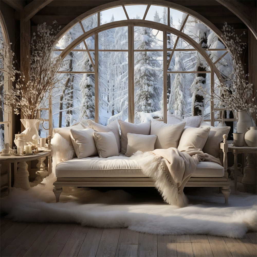 Winter Photography Backdrops Nordic Style Arched Window Backdrop BRP11-269