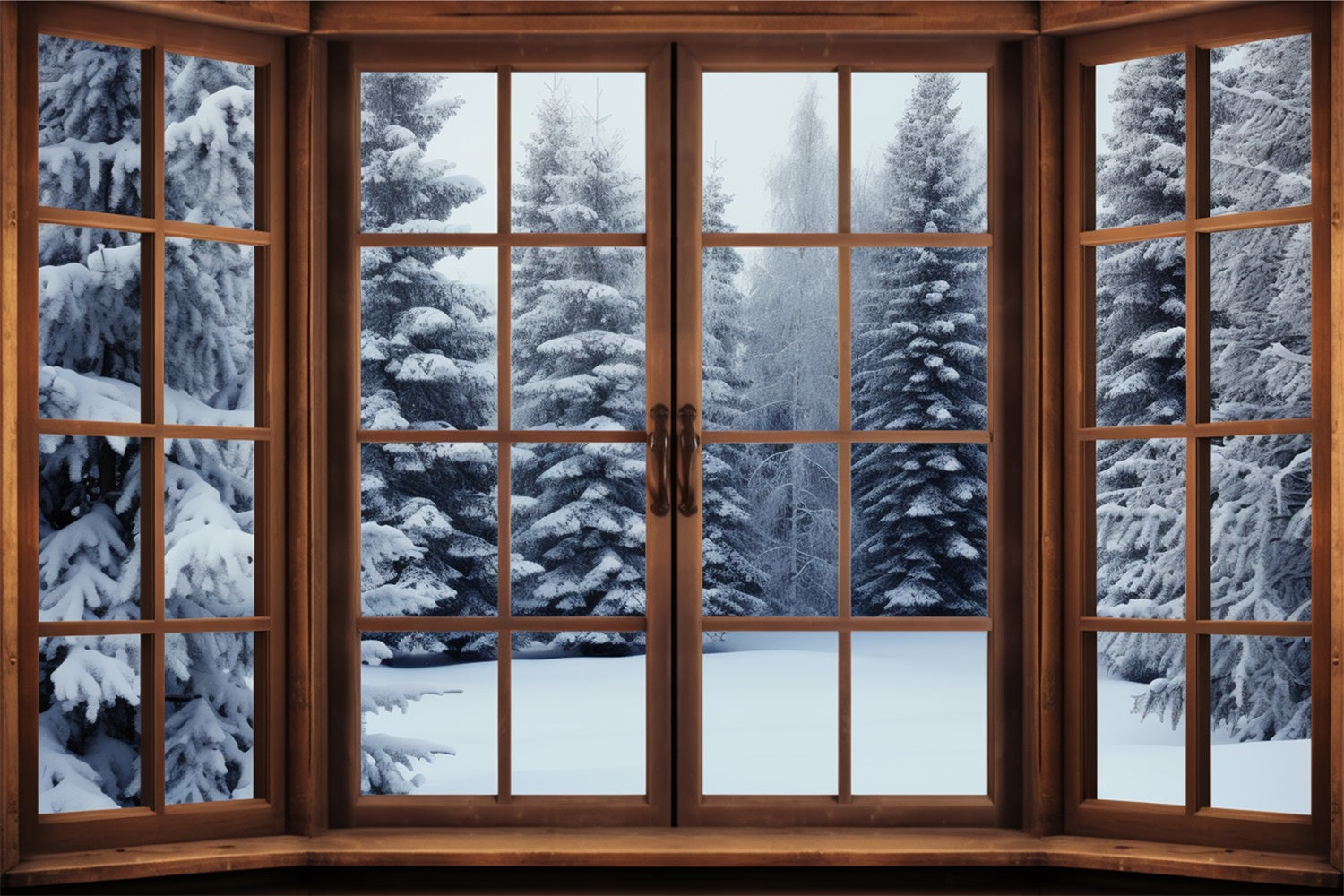 Winter Scene Backdrops Forest Wooden Window Backdrop BRP11-272