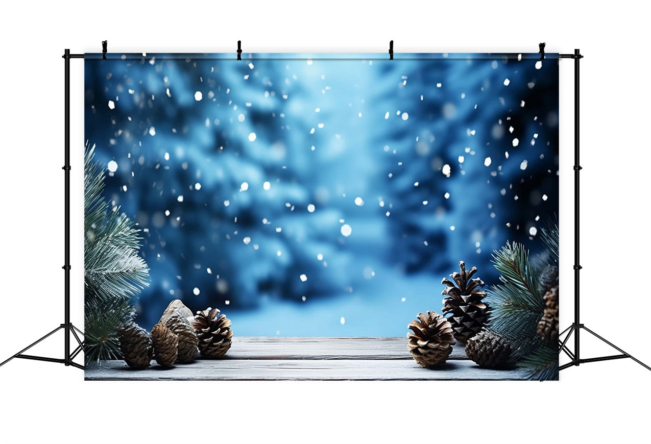 Photo Backdrop Winter Frosty Pinecones Green Branch Backdrop BRP11-276