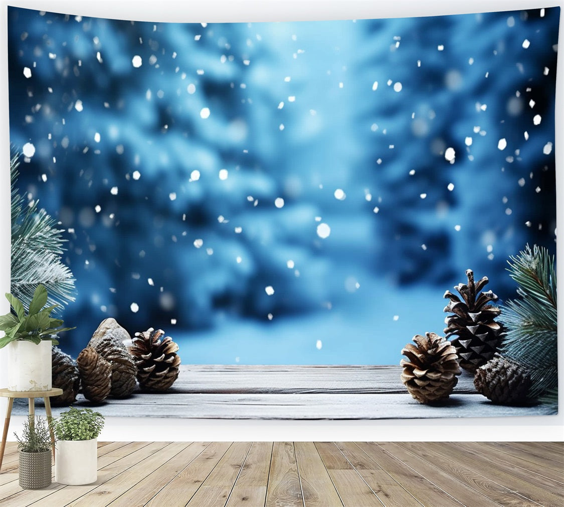 Photo Backdrop Winter Frosty Pinecones Green Branch Backdrop BRP11-276