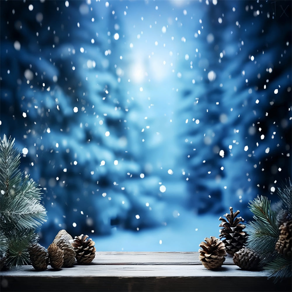 Photo Backdrop Winter Frosty Pinecones Green Branch Backdrop BRP11-276