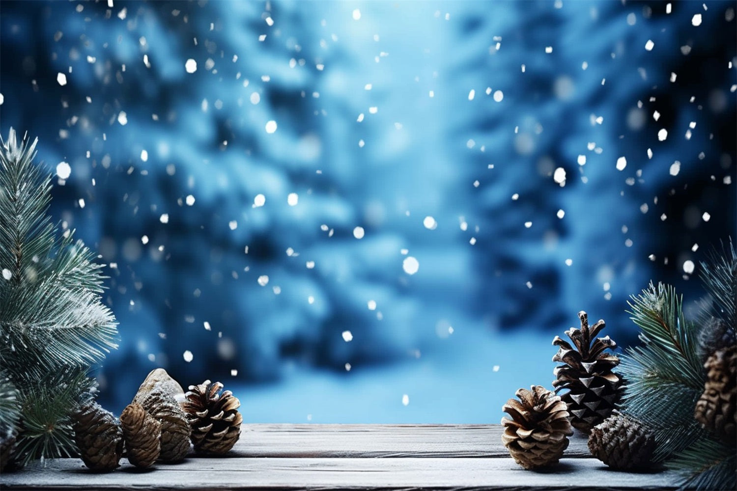 Photo Backdrop Winter Frosty Pinecones Green Branch Backdrop BRP11-276