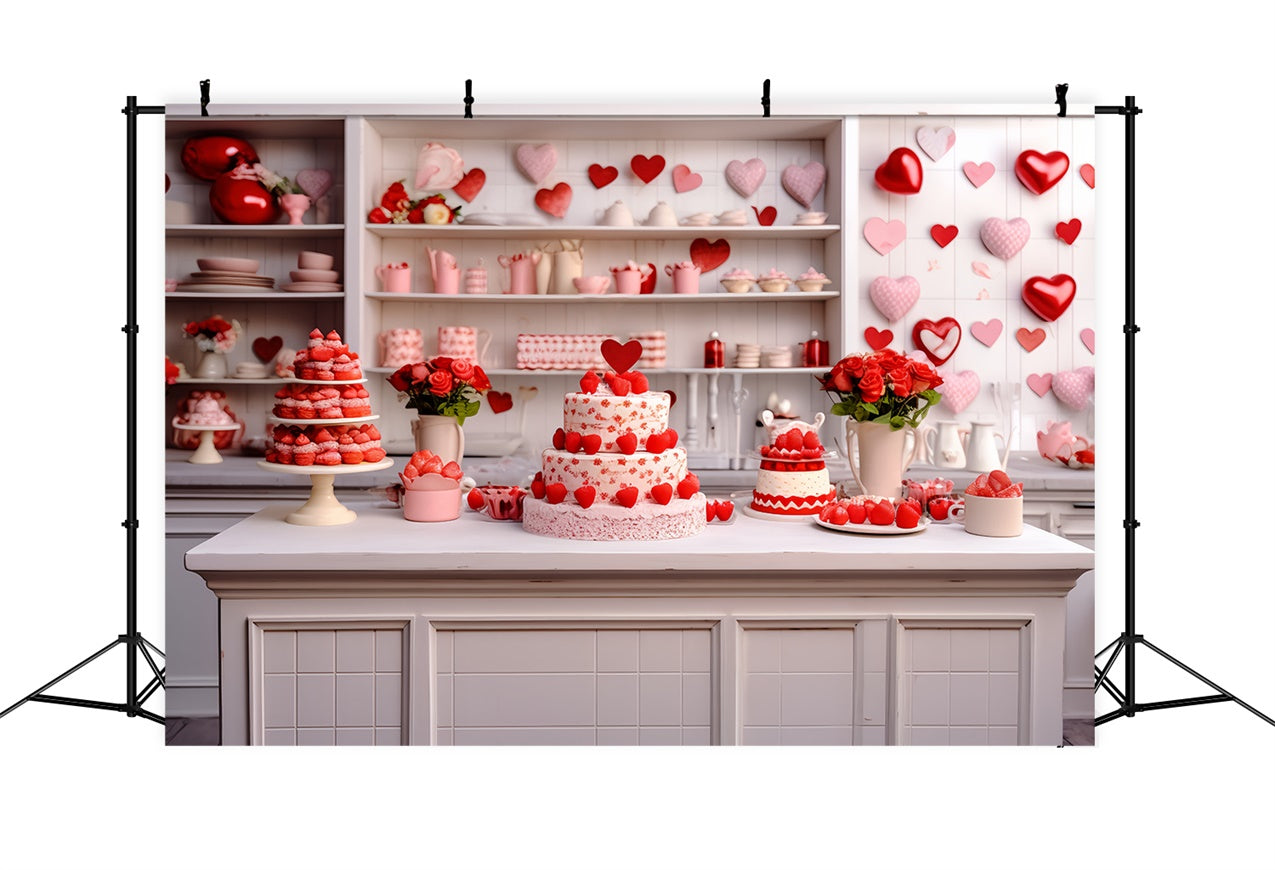 Valentine Backdrop Rose Cake-Laden Kitchen Scene Backdrop BRP11-277