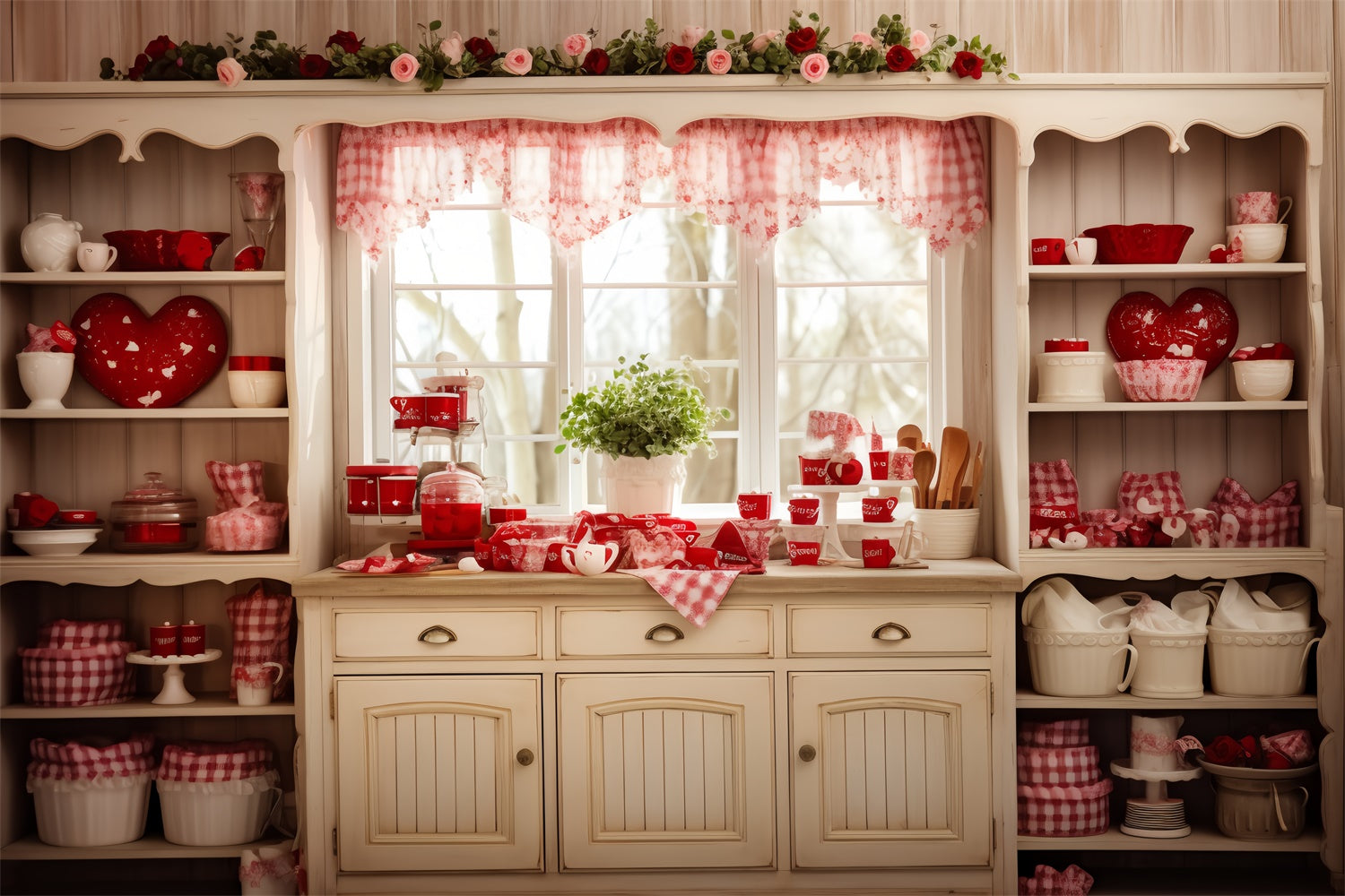 Valentine's Photo Backdrop Romantic Roses Kitchen Backdrop BRP11-284