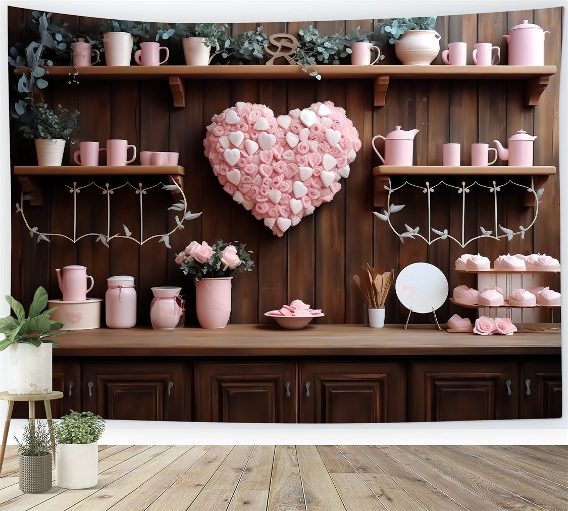 Valentines Photo Backdrop Ideas Floral Heart Shelf Backdrop BRP11-286