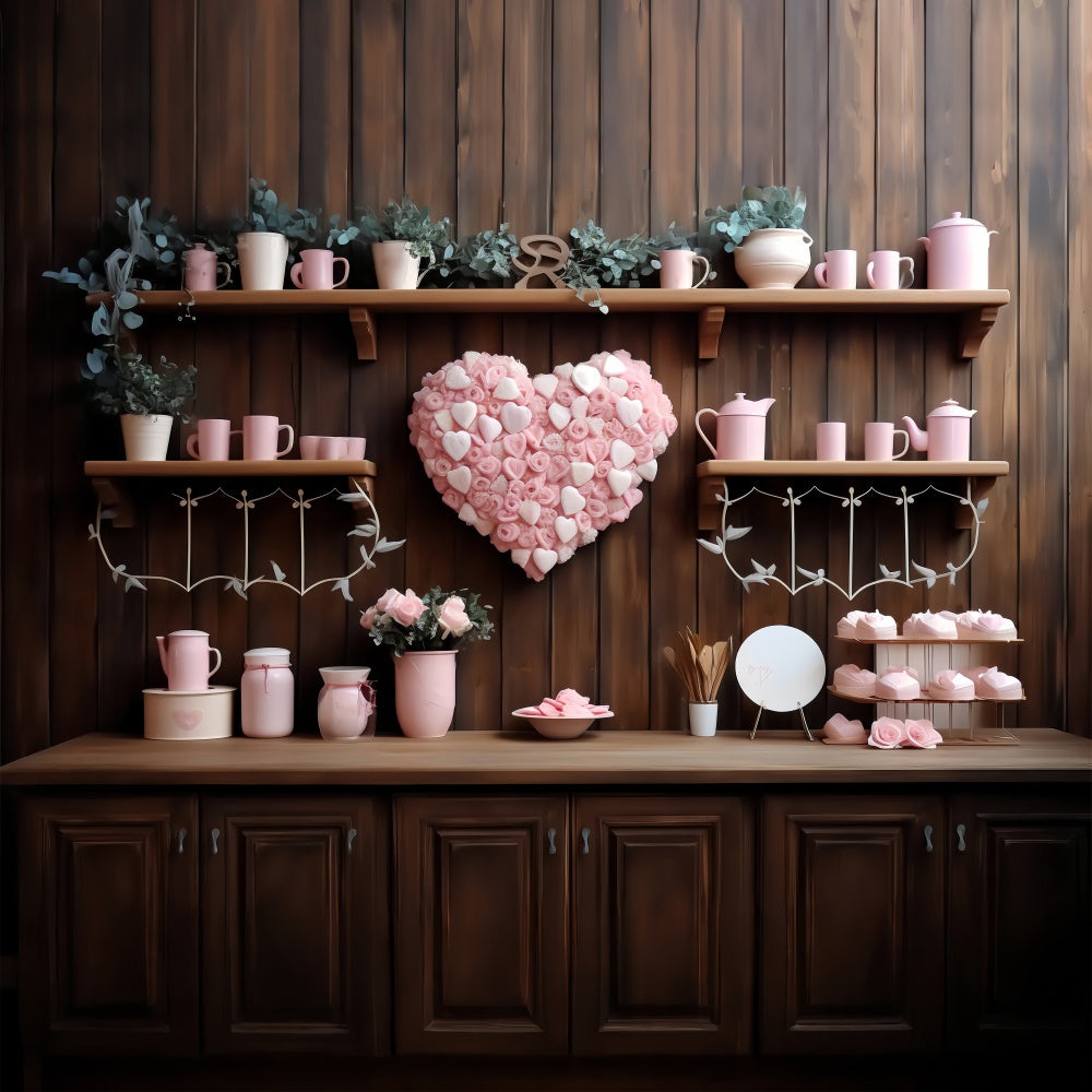 Valentines Photo Backdrop Ideas Floral Heart Shelf Backdrop BRP11-286