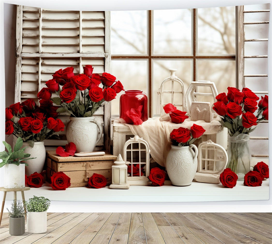 Backdrops For Valentine Pictures Romantic Roses Window Backdrop BRP11-290