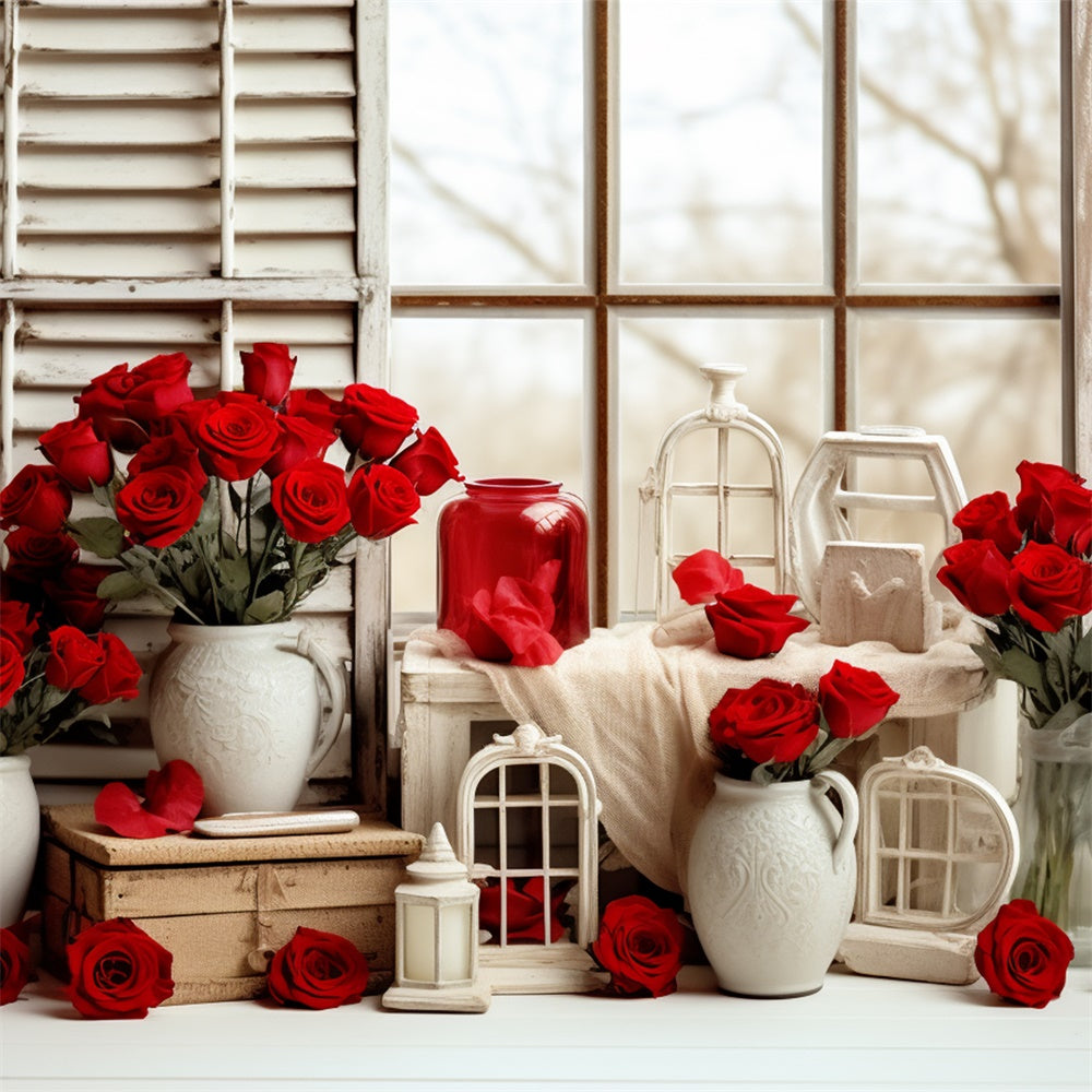 Backdrops For Valentine Pictures Romantic Roses Window Backdrop BRP11-290