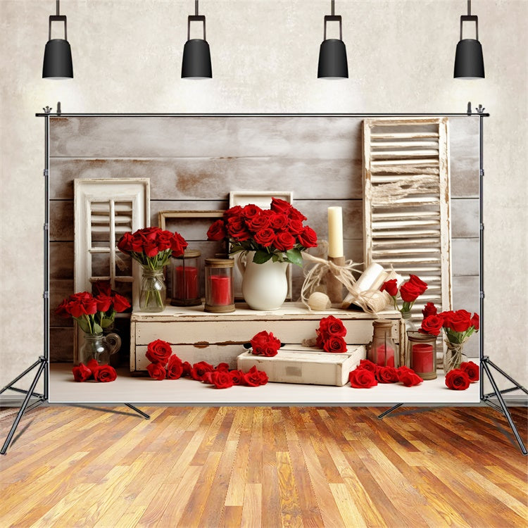 Simple Valentines Backdrop Roses Vintage Frames Backdrop BRP11-291