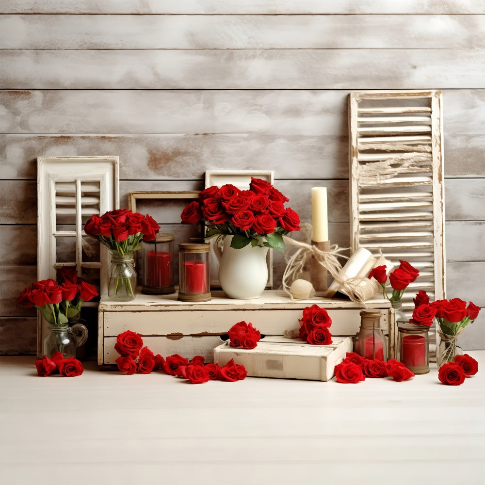 Simple Valentines Backdrop Roses Vintage Frames Backdrop BRP11-291