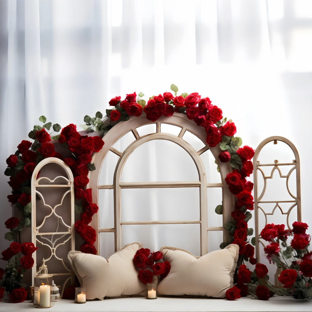 Valentines Day Picture Backdrop Arch Window Roses Backdrop BRP11-296