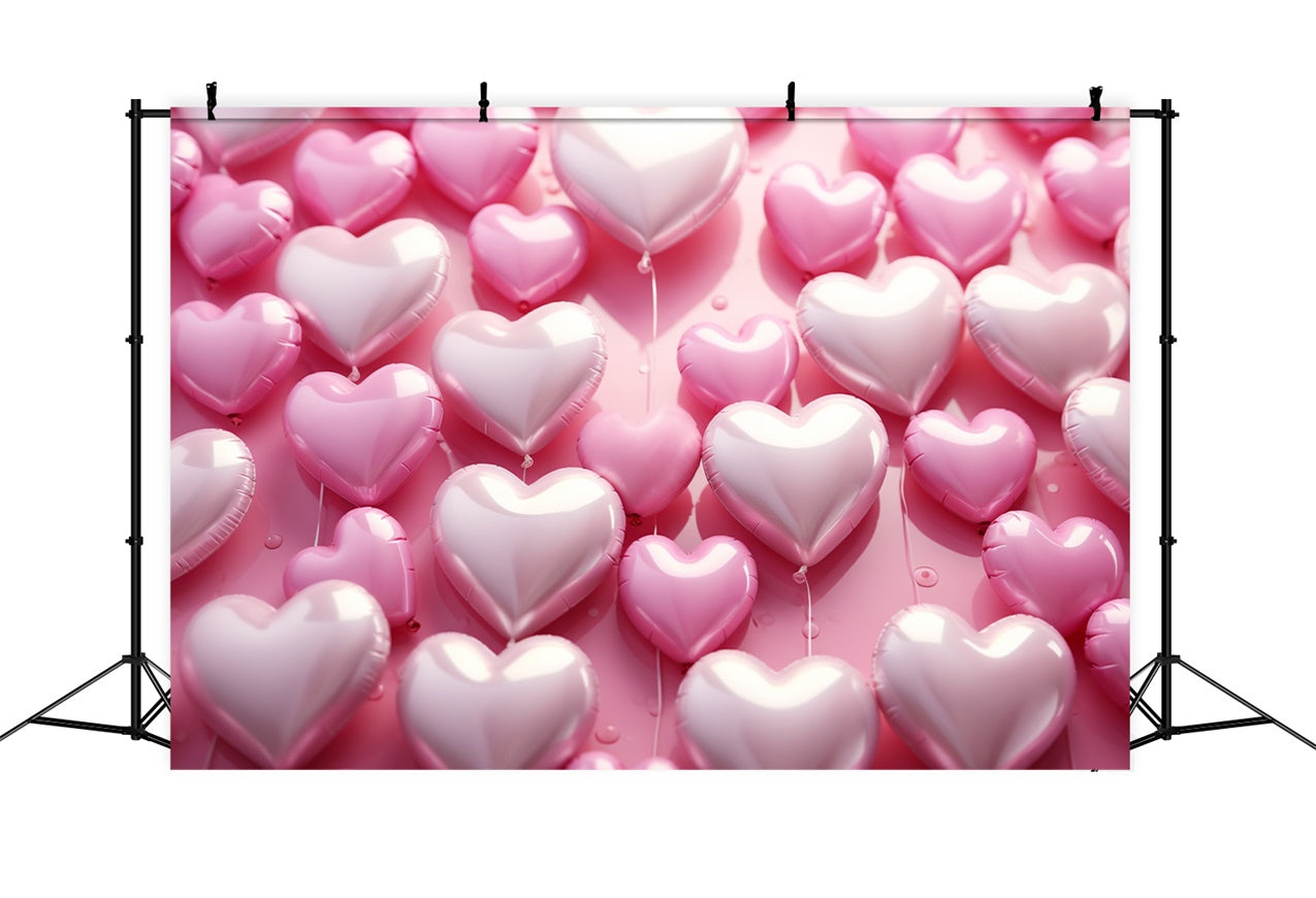 Backdrop Valentine's Day Pink Heart Balloons Backdrop BRP11-298