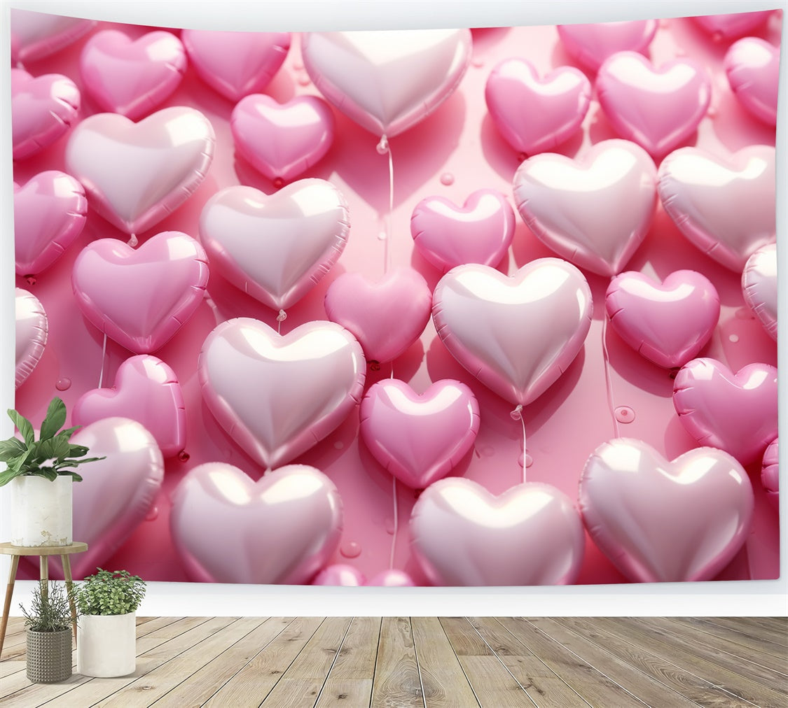 Backdrop Valentine's Day Pink Heart Balloons Backdrop BRP11-298