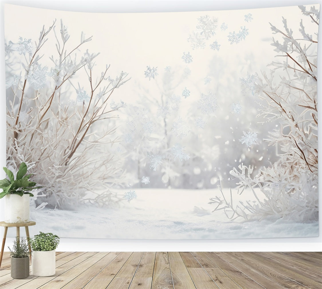 Winter Scene Backdrop Snowy Meadow Branches Backdrop BRP11-30