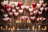 Backdrop Valentines Wooden Wall Roses Candles Backdrop BRP11-300