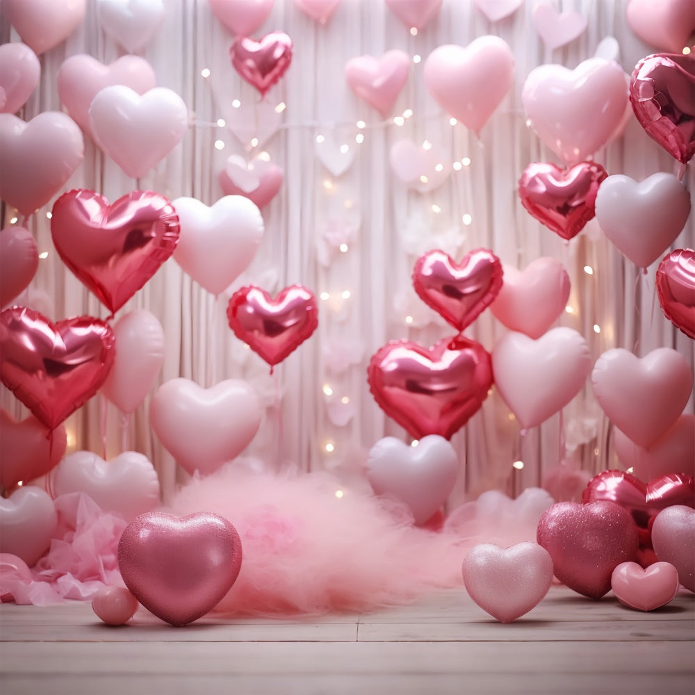 Backdrop For Valentines Glitter Hearts Balloons Backdrop BRP11-301