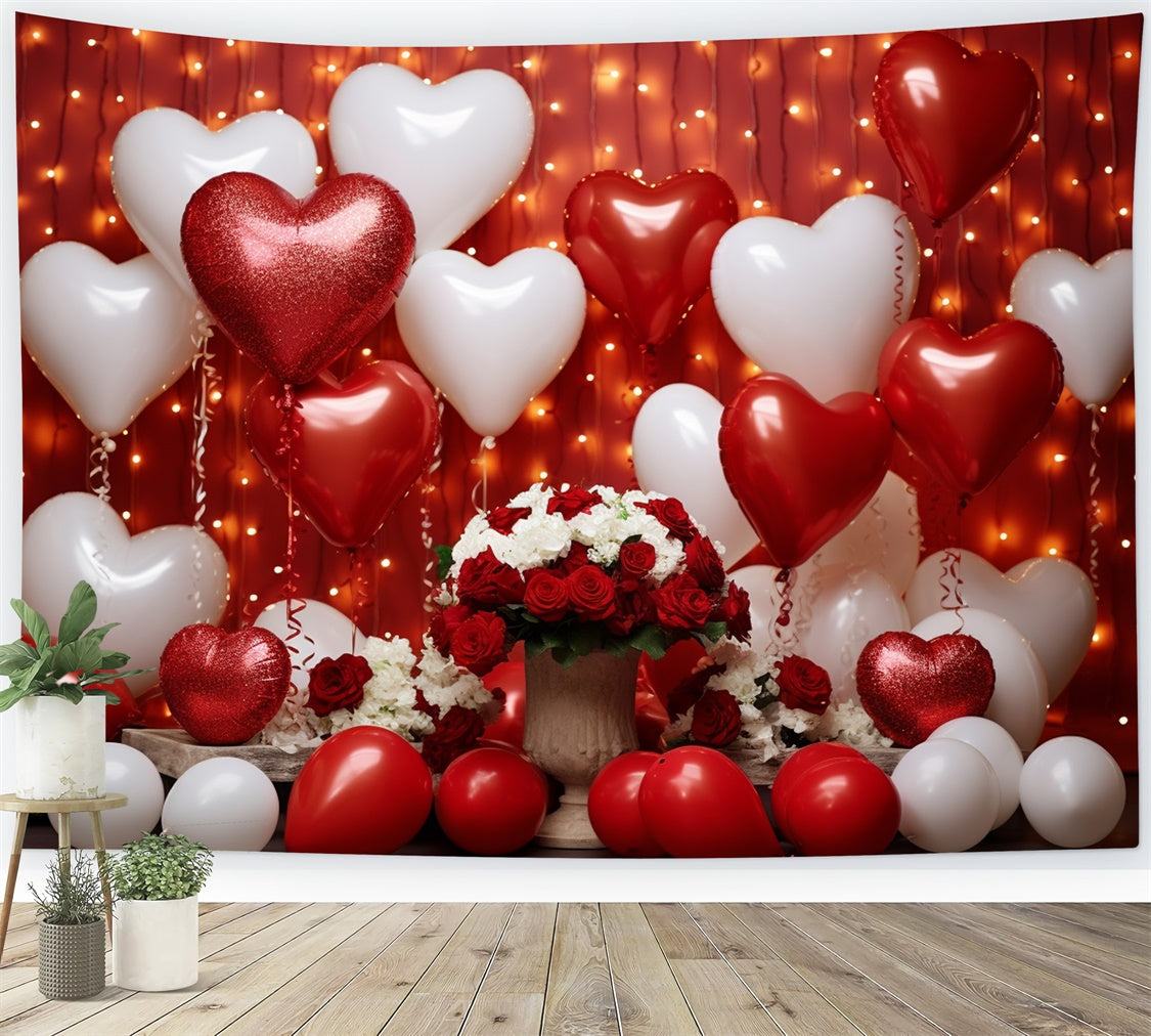 Valentines Day Backdrop Ideas Heart Balloons Rose Backdrop BRP11-302