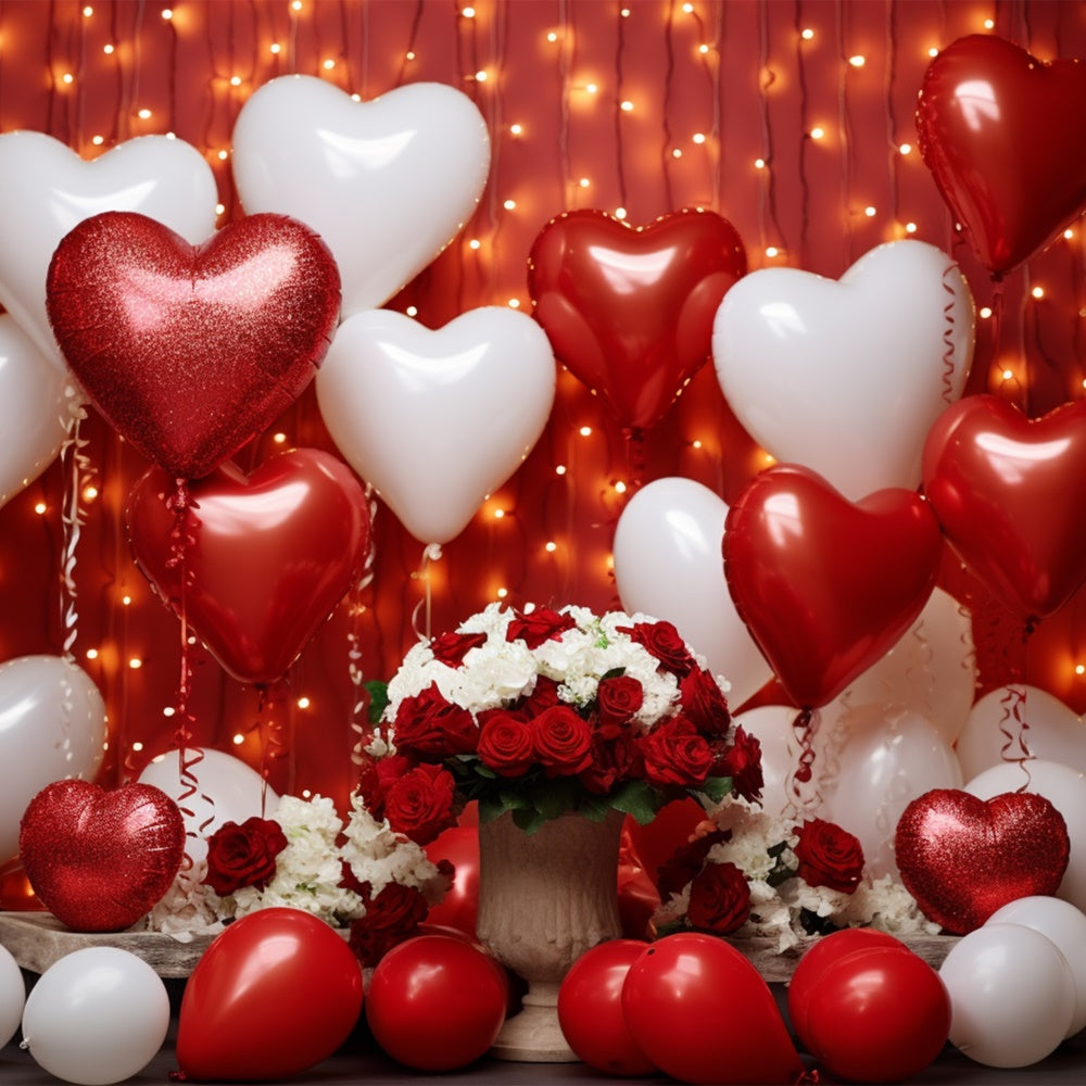 Valentines Day Backdrop Ideas Heart Balloons Rose Backdrop BRP11-302