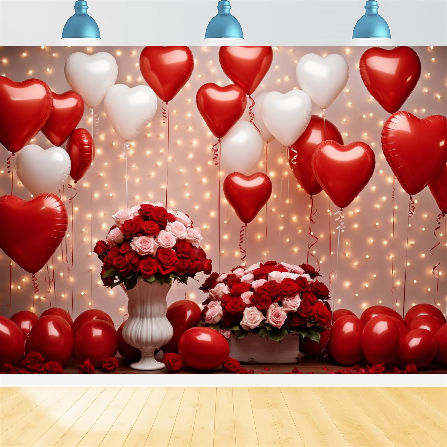 Valentine Day Photo Backdrop Celebration Roses Balloons Backdrop BRP11-304