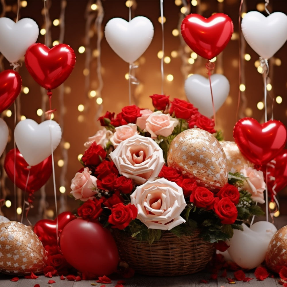 Valentine Backdrops Roses Floating Heart Balloons Backdrop BRP11-305