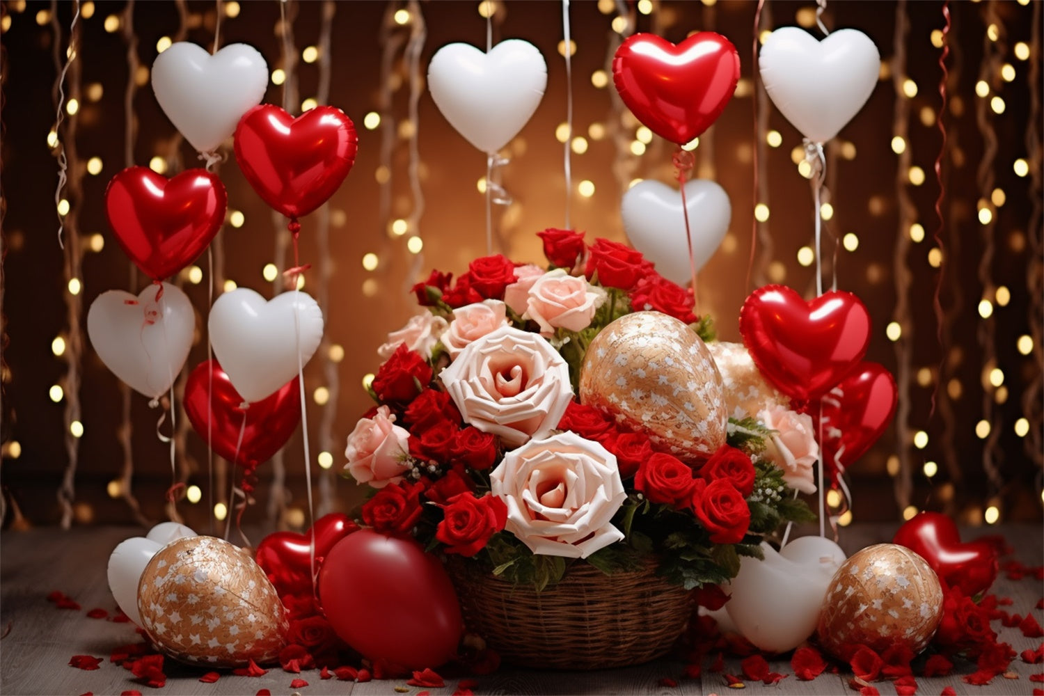 Valentine Backdrops Roses Floating Heart Balloons Backdrop BRP11-305