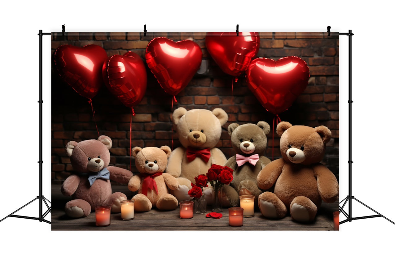 Valentine's Backdrops Balloons Plush Teddy Bears Backdrop BRP11-306