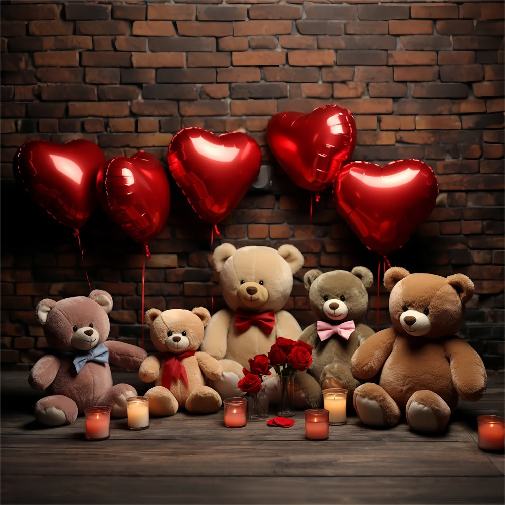 Valentine's Backdrops Balloons Plush Teddy Bears Backdrop BRP11-306