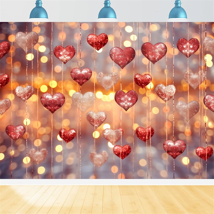 Valentine's Day Backdrops Glittering Red Hearts Backdrop BRP11-308