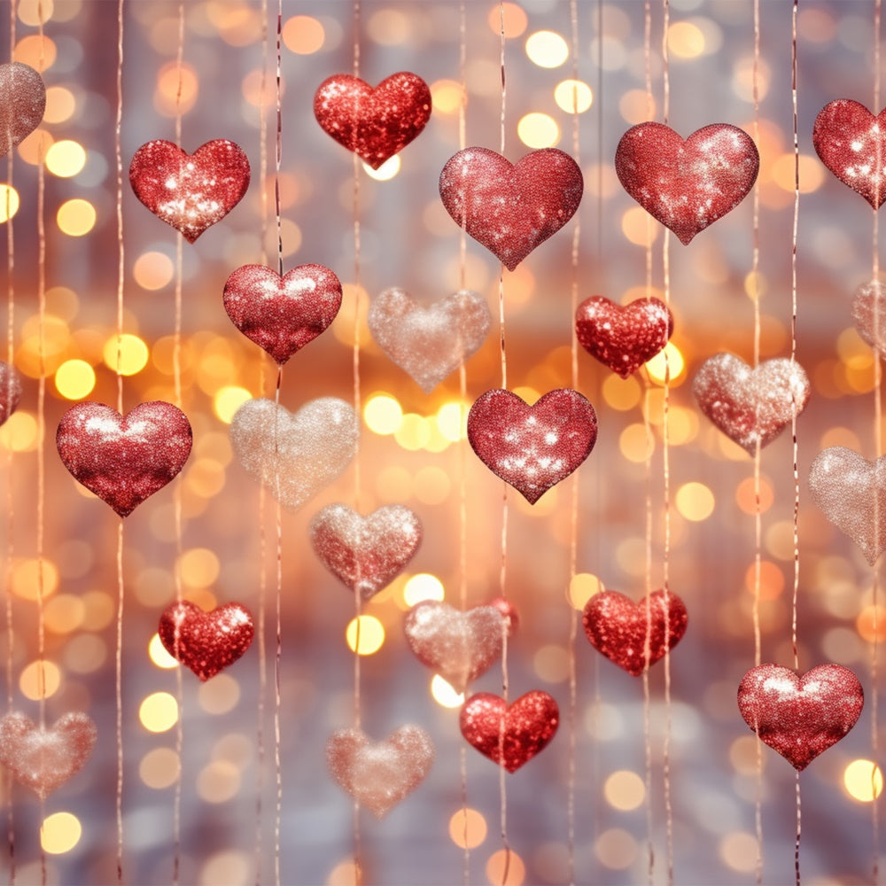 Valentine's Day Backdrops Glittering Red Hearts Backdrop BRP11-308