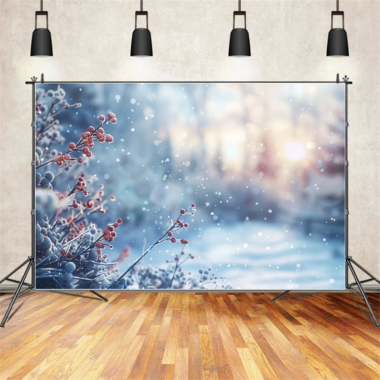 Winter Photo Backdrops Frosty Berries Sparkling Light Backdrop BRP11-31