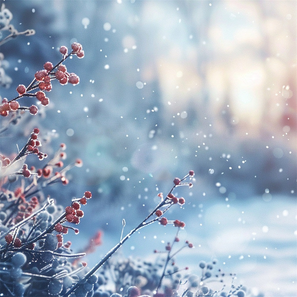 Winter Photo Backdrops Frosty Berries Sparkling Light Backdrop BRP11-31