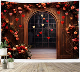 Valentine's Day Backdrops Wooden Arch Roses Hearts Backdrop BRP11-310