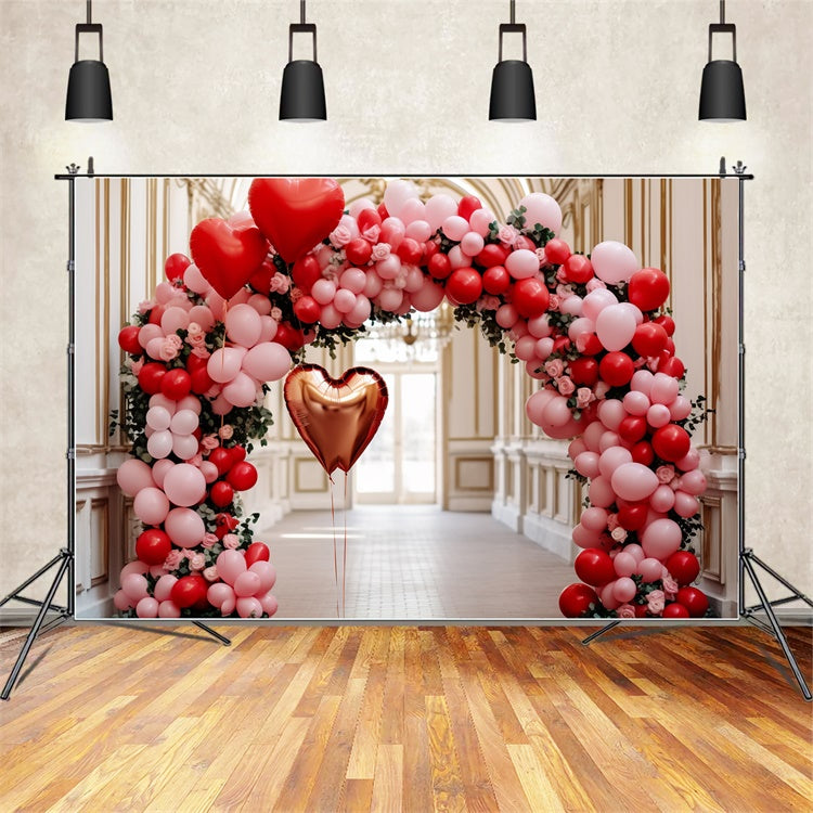 Valentine's Day Backdrop Heart-Shaped Balloons Archway Backdrop BRP11-311