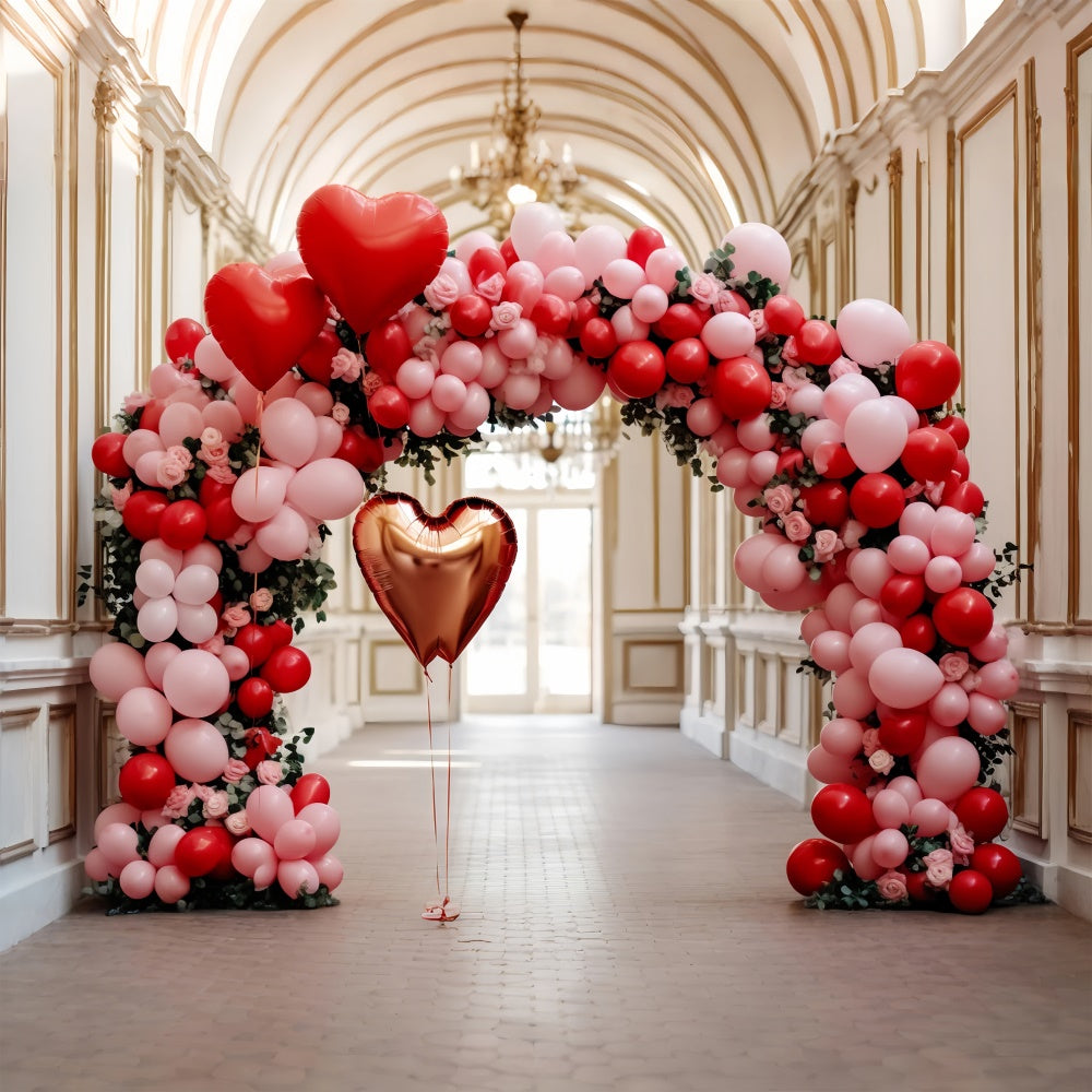 Valentine's Day Backdrop Heart-Shaped Balloons Archway Backdrop BRP11-311