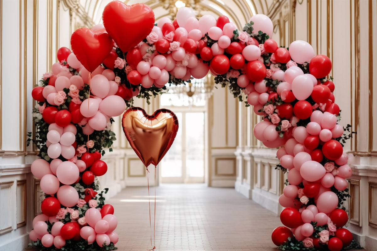 Valentine's Day Backdrop Heart-Shaped Balloons Archway Backdrop BRP11-311