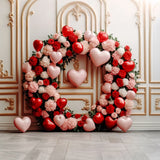 Valentines Photo Backdrop Rose Wreath Heart Balloons Backdrop BRP11-312