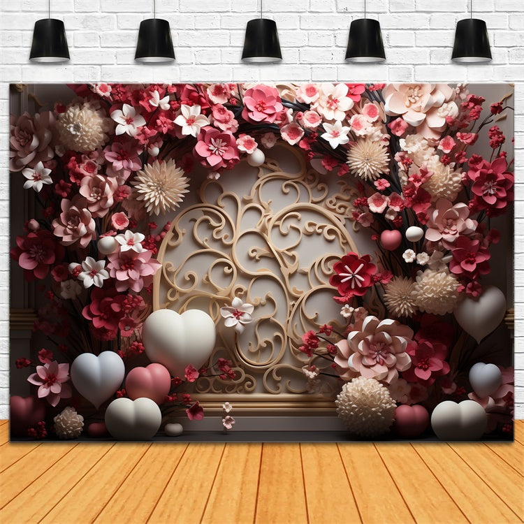 Valentine Photo Backdrops Sophisticated Rose Heart Backdrop BRP11-313