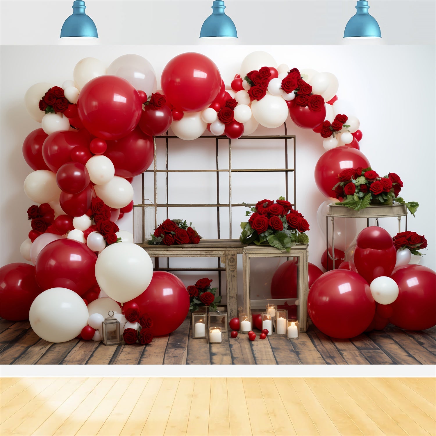 Valentines Day Photography Backdrops Floral Balloon Arch Backdrop BRP11-316