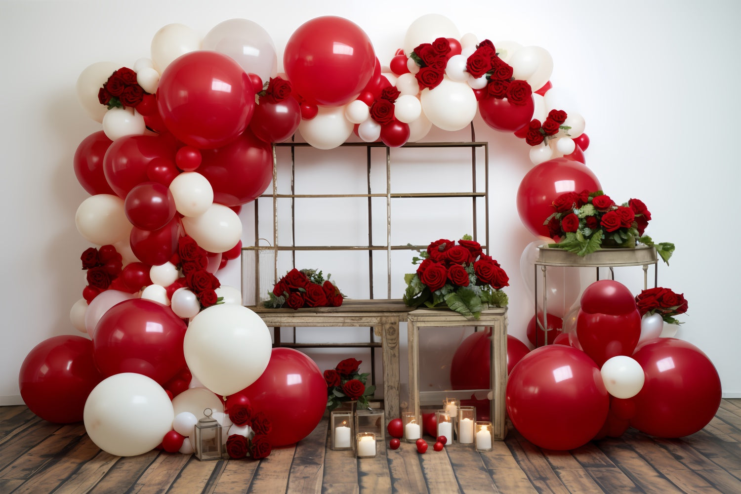 Valentines Day Photography Backdrops Floral Balloon Arch Backdrop BRP11-316