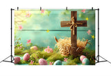 Easter Egg Backdrop Basket Cross Pastel Eggs Backdrop BRP11-320