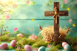 Easter Egg Backdrop Basket Cross Pastel Eggs Backdrop BRP11-320