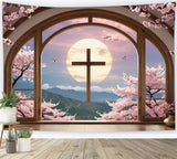 Easter Backdrop Cross Blossom Framed Window Backdrop BRP11-322